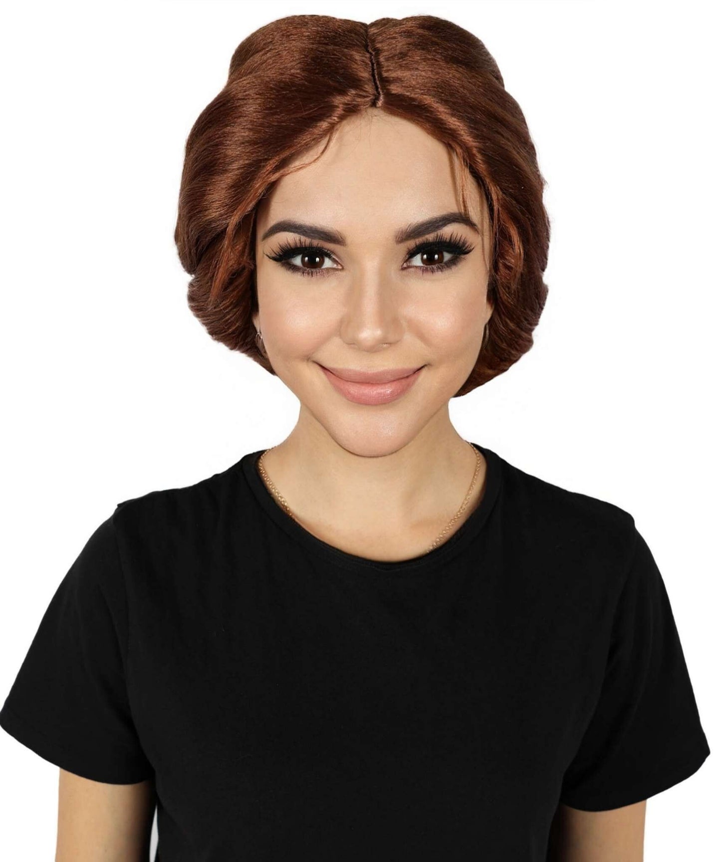 HPO Women Lace Front Custom Brown Wig – Premium Handcrafted Wigs with Natural Look – Includes Small Flower Accessories – Perfect for Cosplay, Fashion and Special Occasions – Adjustable