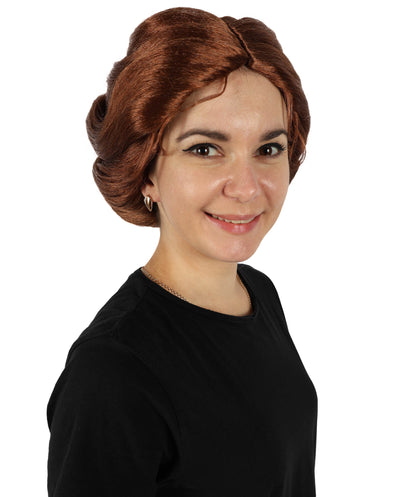 HPO Women Lace Front Custom Brown Wig – Premium Handcrafted Wigs with Natural Look – Includes Small Flower Accessories – Perfect for Cosplay, Fashion and Special Occasions – Adjustable