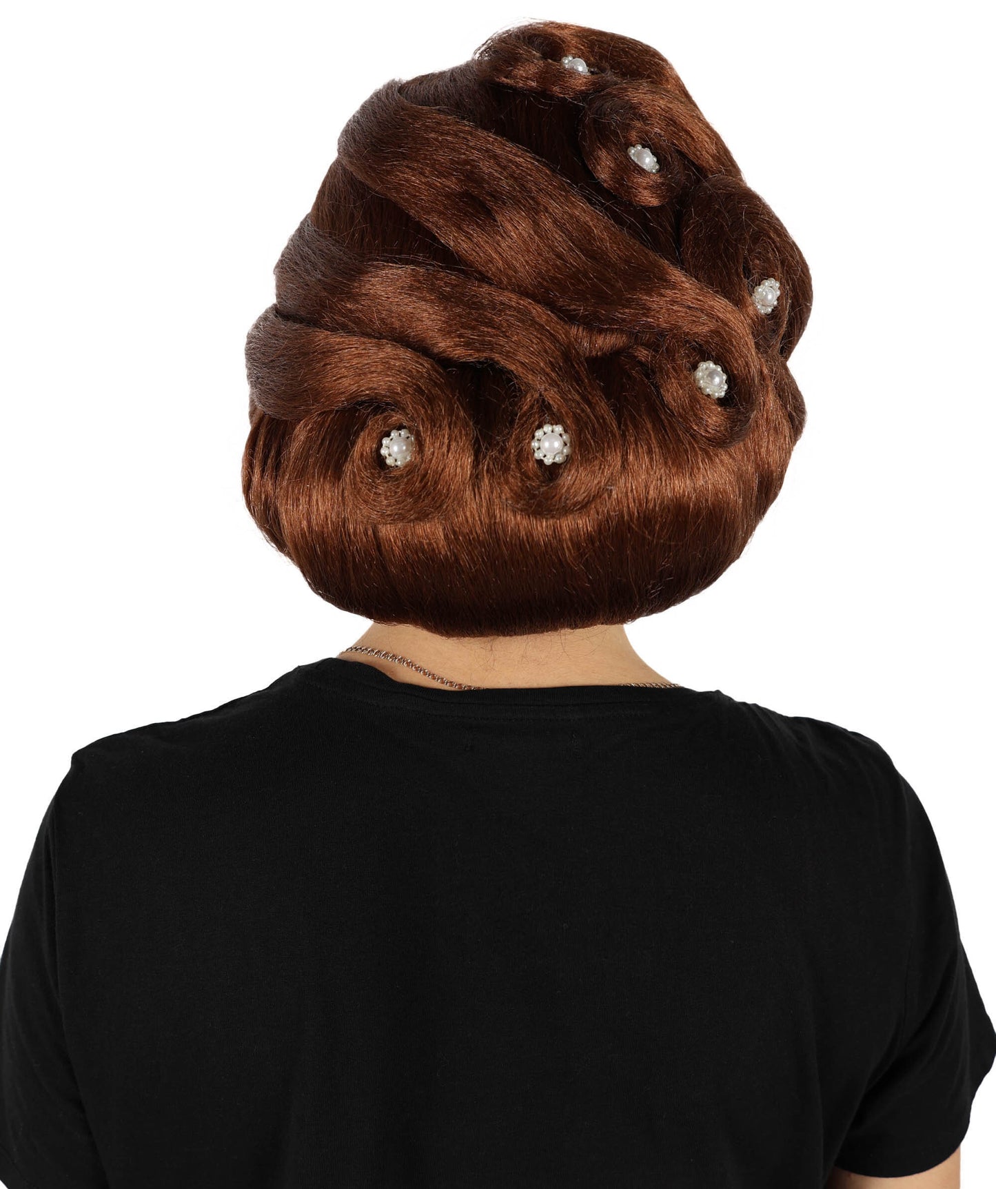 HPO Women Lace Front Custom Brown Wig – Premium Handcrafted Wigs with Natural Look – Includes Small Flower Accessories – Perfect for Cosplay, Fashion and Special Occasions – Adjustable
