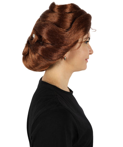 HPO Women Lace Front Custom Brown Wig – Premium Handcrafted Wigs with Natural Look – Includes Small Flower Accessories – Perfect for Cosplay, Fashion and Special Occasions – Adjustable