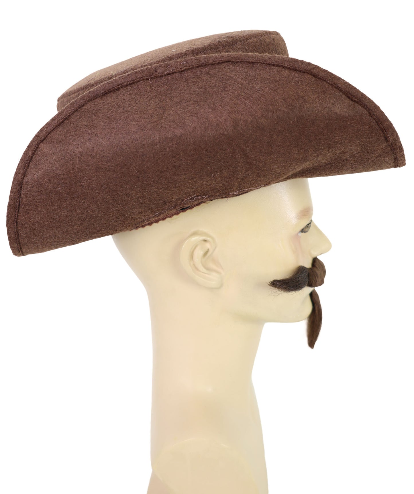 HPO Men The Dandy Mahogany Brown Medieval 1920s 1950s Men Costume Chin Patch Moustache Set | Includes Mustache, Beard, and Head Cap | Perfect for Themed Parties Halloween