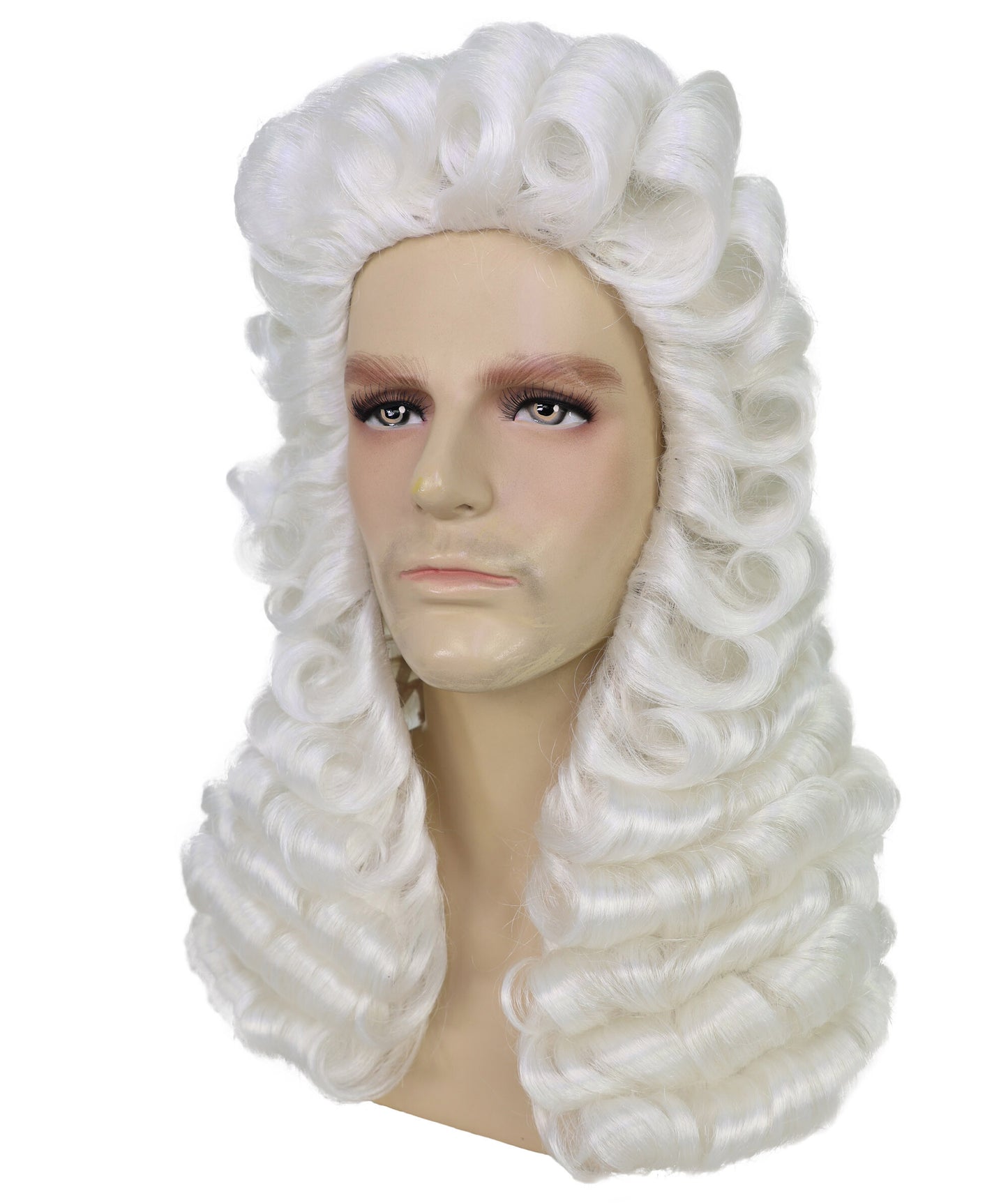 Male Wig Judge – White Wavy Wigs for Courtroom & Themed Events,Not Included sunglass, Premium Breathable Capless Cap with Flame Retardant Synthetic Fiber Hair