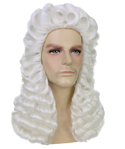 Male Wig Judge – White Wavy Wigs for Courtroom & Themed Events,Not Included sunglass, Premium Breathable Capless Cap with Flame Retardant Synthetic Fiber Hair