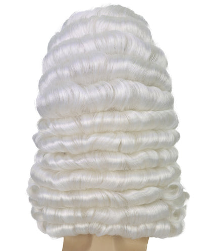 Male Wig Judge – White Wavy Wigs for Courtroom & Themed Events,Not Included sunglass, Premium Breathable Capless Cap with Flame Retardant Synthetic Fiber Hair