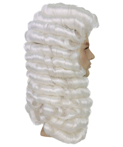 Male Wig Judge – White Wavy Wigs for Courtroom & Themed Events,Not Included sunglass, Premium Breathable Capless Cap with Flame Retardant Synthetic Fiber Hair