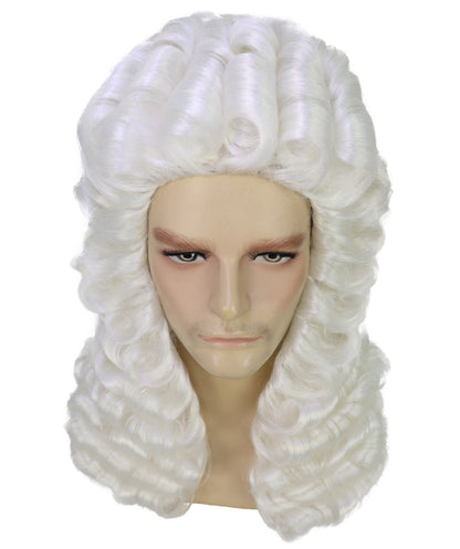 Male Wig Judge – White Wavy Wigs for Courtroom & Themed Events,Not Included sunglass, Premium Breathable Capless Cap with Flame Retardant Synthetic Fiber Hair