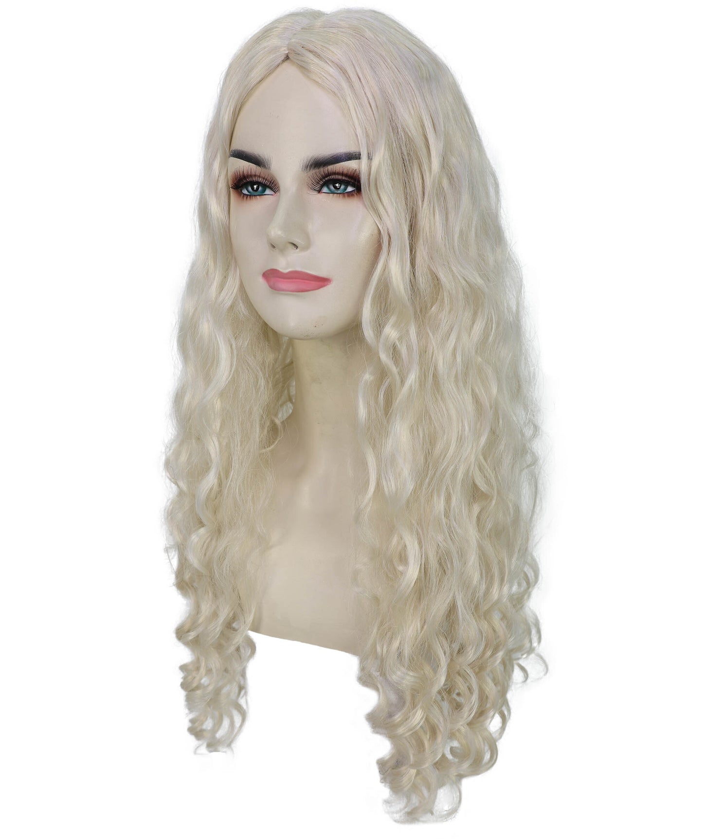HPO Female WIG Blonde Long Wavy – Gorgeous Wig for Costumes, Perfect for Costumes, Cosplay and Halloween Retro Themed Events