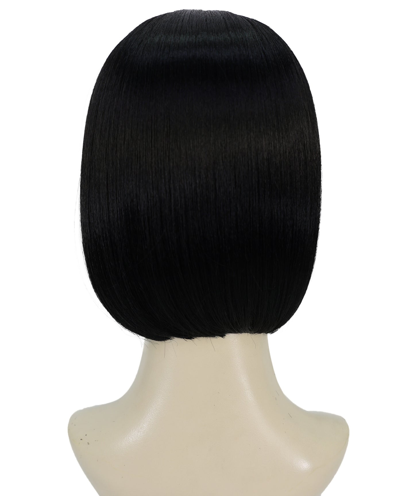 HPO Adult Women's Sultry Black Wig – short Straight Glamourous Looks, Lightweight Synthetic Fiber,Ideal for Cosplay Halloween, and Themed Events