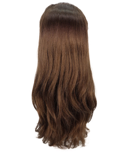 HPO Adult Women's Mall Bangs 90's Decades – Mahogany Brown Wigs with Iconic 90s Bangs, Lightweight Synthetic Fiber,Halloween Cosplay and Retro Parties