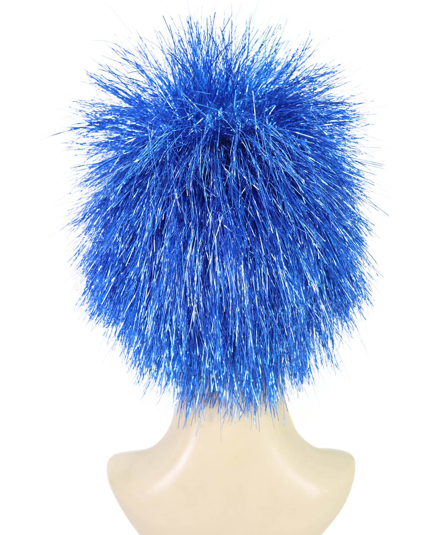 HPO Medium Tinsel Straight Blue Wig for Women, Glamorous Costume Wig, Perfect for Cosplay Parties and Events