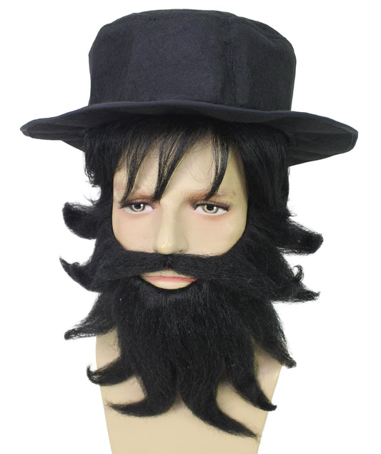 HPO  Men Twisted Circus Scoundrel Black Head Beard & Moustache – Perfect Costume Accessory, Halloween and Themed Events