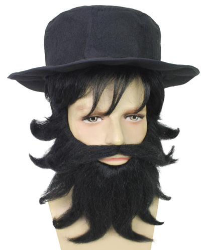HPO  Men Twisted Circus Scoundrel Black Head Beard & Moustache – Perfect Costume Accessory, Halloween and Themed Events