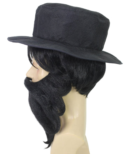 HPO  Men Twisted Circus Scoundrel Black Head Beard & Moustache – Perfect Costume Accessory, Halloween and Themed Events
