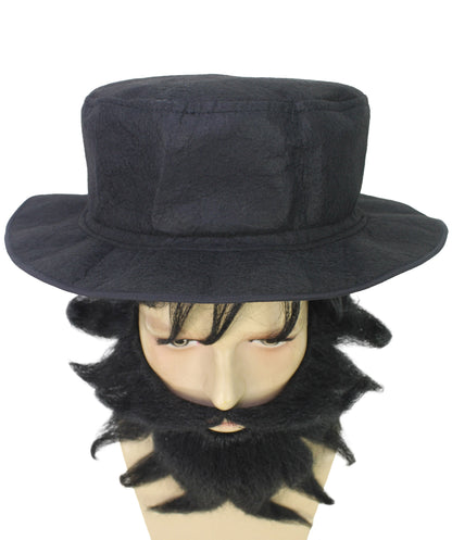 HPO  Men Twisted Circus Scoundrel Black Head Beard & Moustache – Perfect Costume Accessory, Halloween and Themed Events