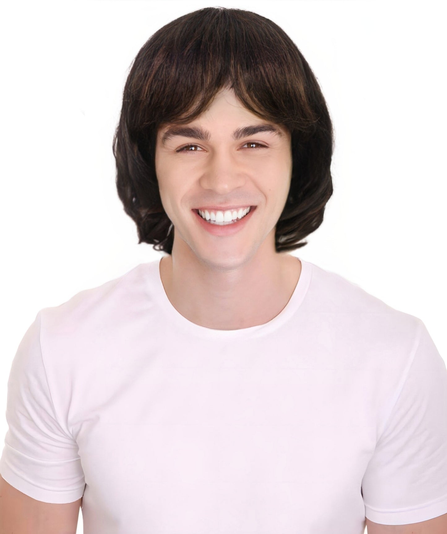 HPO Men's Singer-Inspired Wavy Medium Brown | Halloween and Party Wig | Flame-retardant Synthetic Fiber