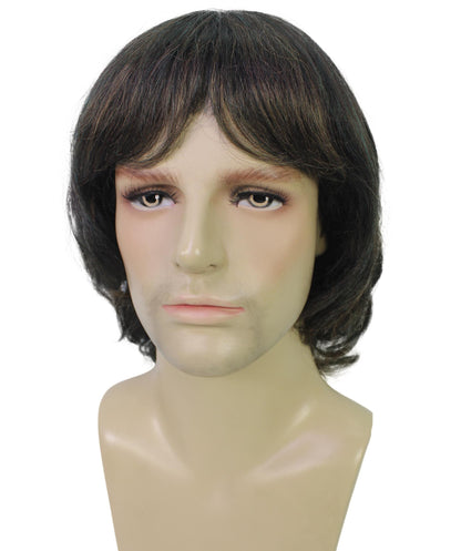 HPO Men's Singer-Inspired Wavy Medium Brown | Halloween and Party Wig | Flame-retardant Synthetic Fiber