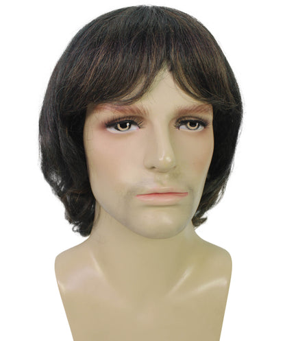 HPO Men's Singer-Inspired Wavy Medium Brown | Halloween and Party Wig | Flame-retardant Synthetic Fiber