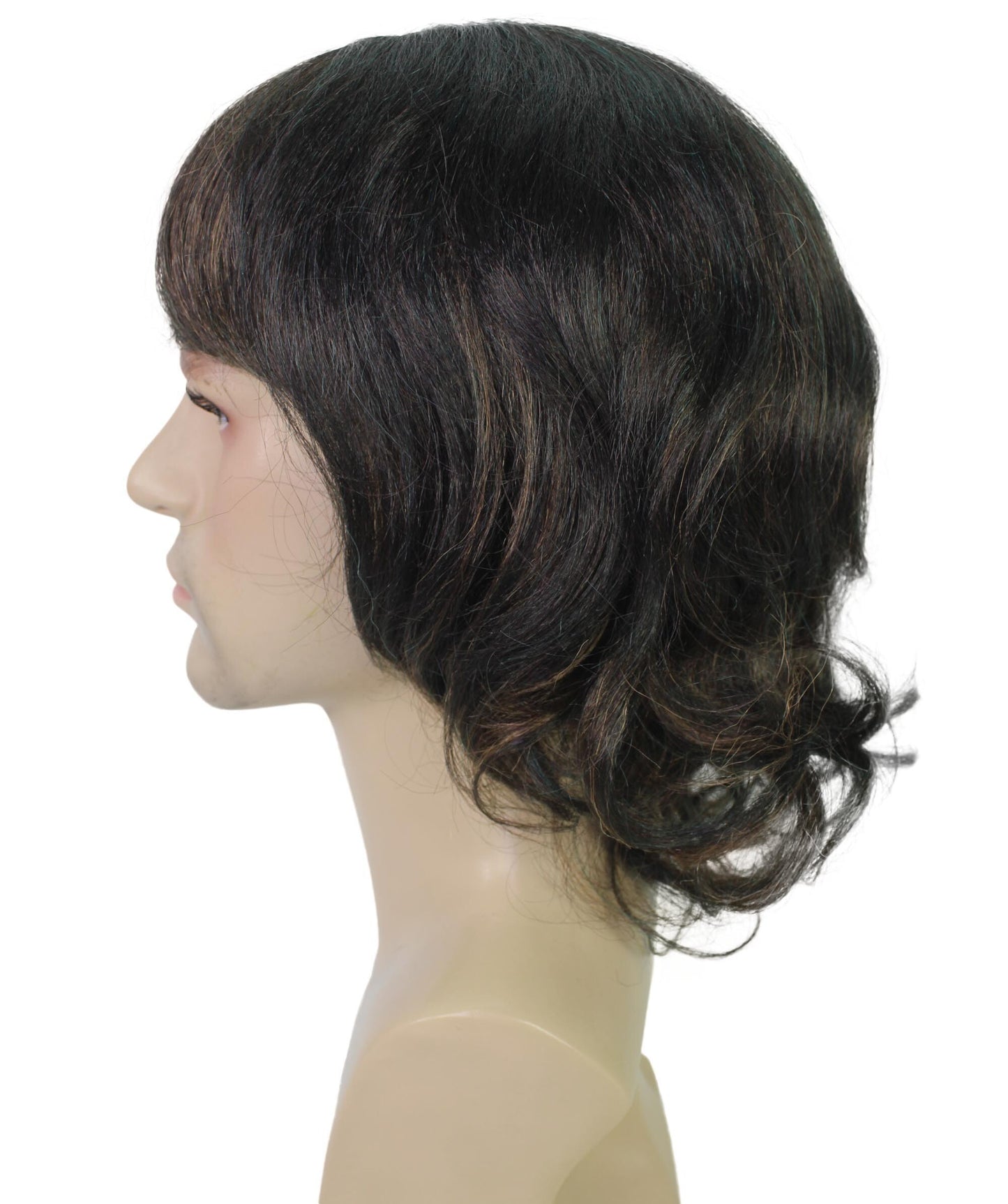 HPO Men's Singer-Inspired Wavy Medium Brown | Halloween and Party Wig | Flame-retardant Synthetic Fiber