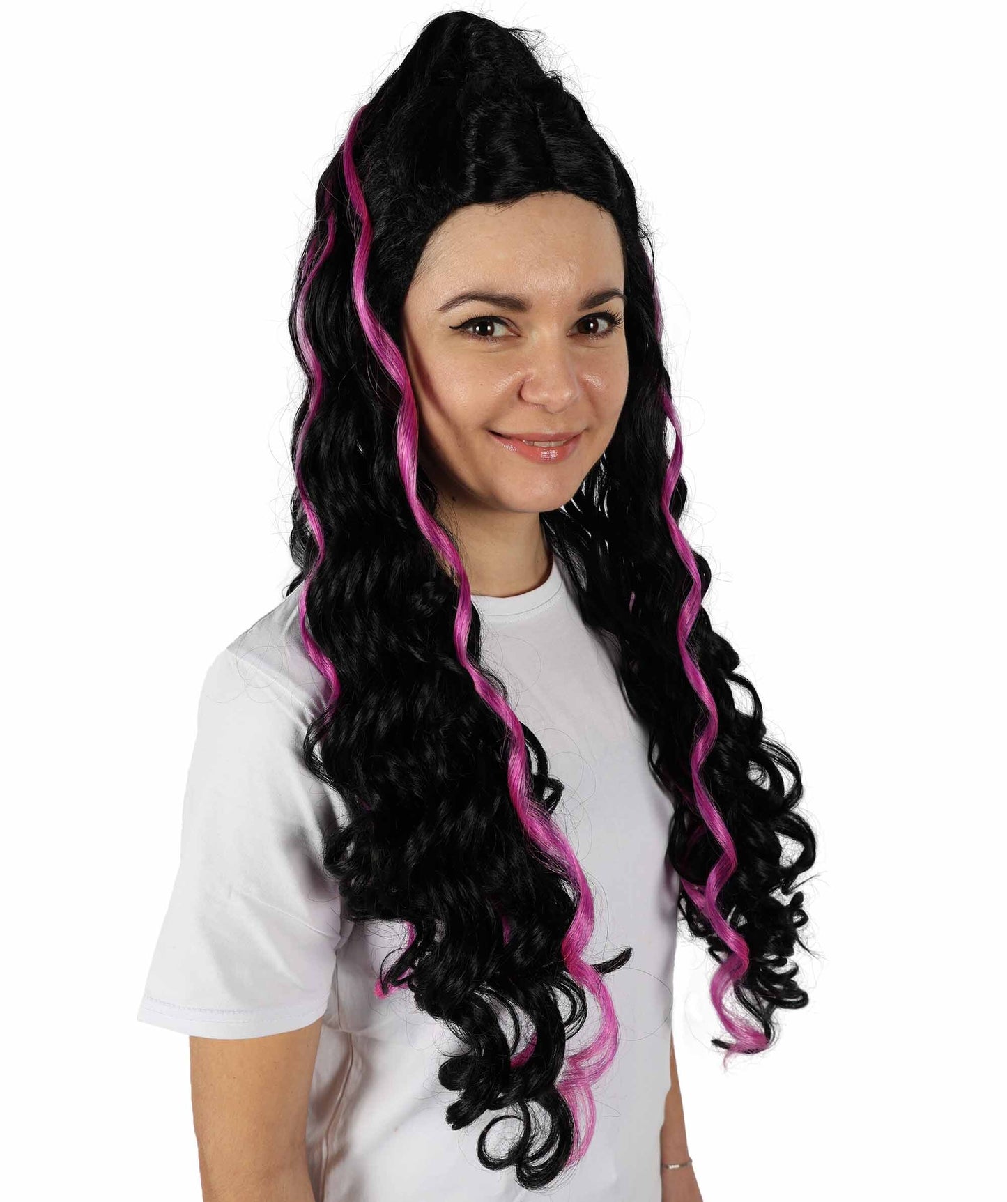 HPO Women Cardi Wavy Black and Pink Wig – Bold, Glamorous Wig Inspired by Cardi B’s Iconic Look, Premium Breathable Capless Cap with Flame Retardant Synthetic Fiber Hair