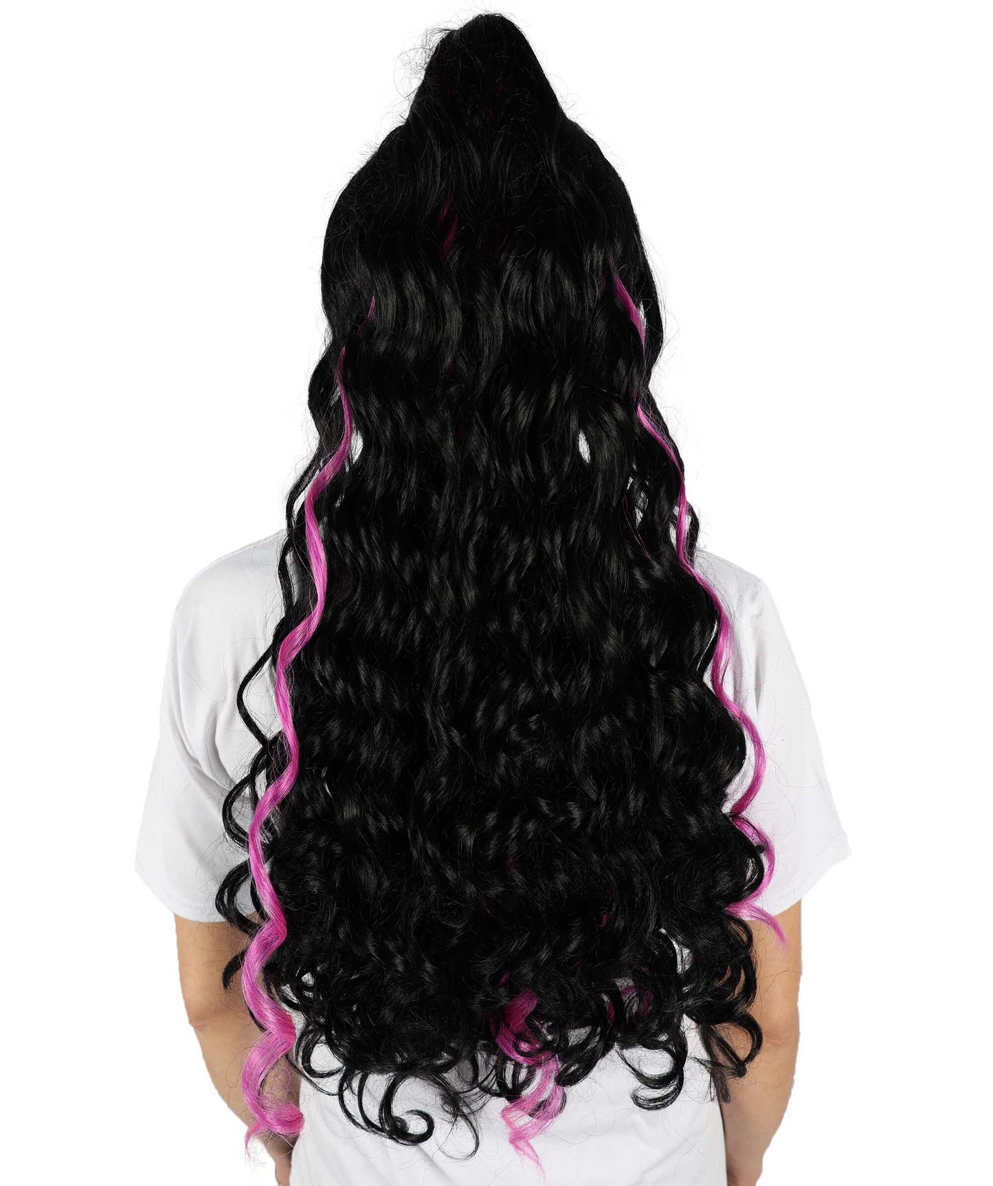 HPO Women Cardi Wavy Black and Pink Wig – Bold, Glamorous Wig Inspired by Cardi B’s Iconic Look, Premium Breathable Capless Cap with Flame Retardant Synthetic Fiber Hair