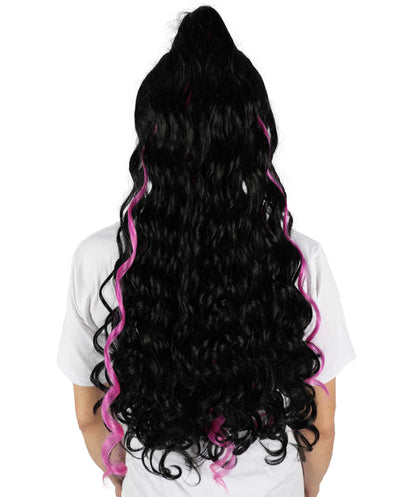 HPO Women Cardi Wavy Black and Pink Wig – Bold, Glamorous Wig Inspired by Cardi B’s Iconic Look, Premium Breathable Capless Cap with Flame Retardant Synthetic Fiber Hair