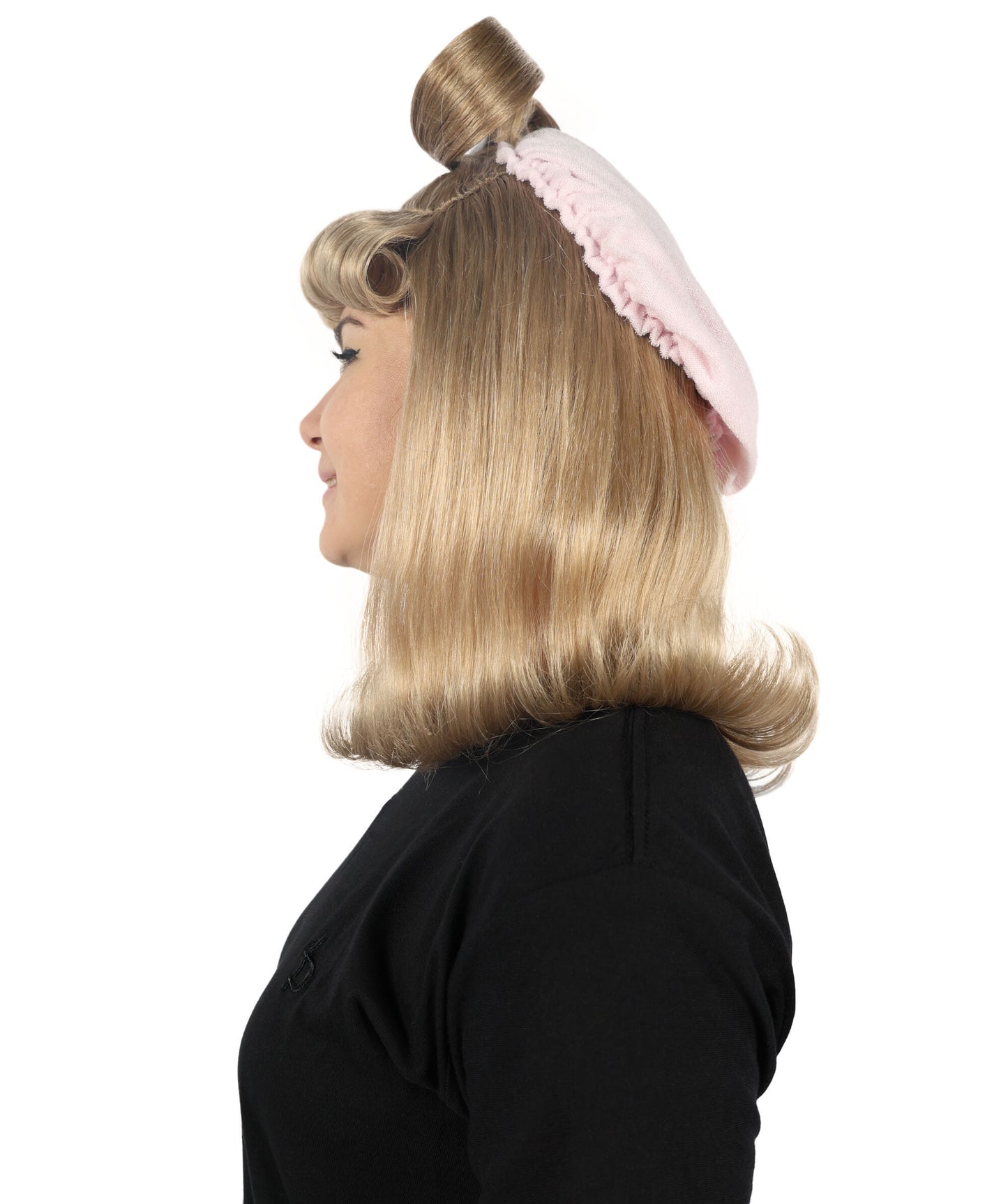 HPO Women's Spanish Singer Inspired Cute Medium Blonde Wig with Ears & Bow | Halloween and Cosplay Wig | Flame-retardant Synthetic Fiber