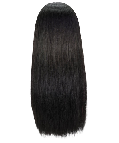 HPO Women’s Long Straight Black and Pink Two-Tone Wig | Halloween and Cosplay Wig | Flame-retardant Synthetic Fiber
