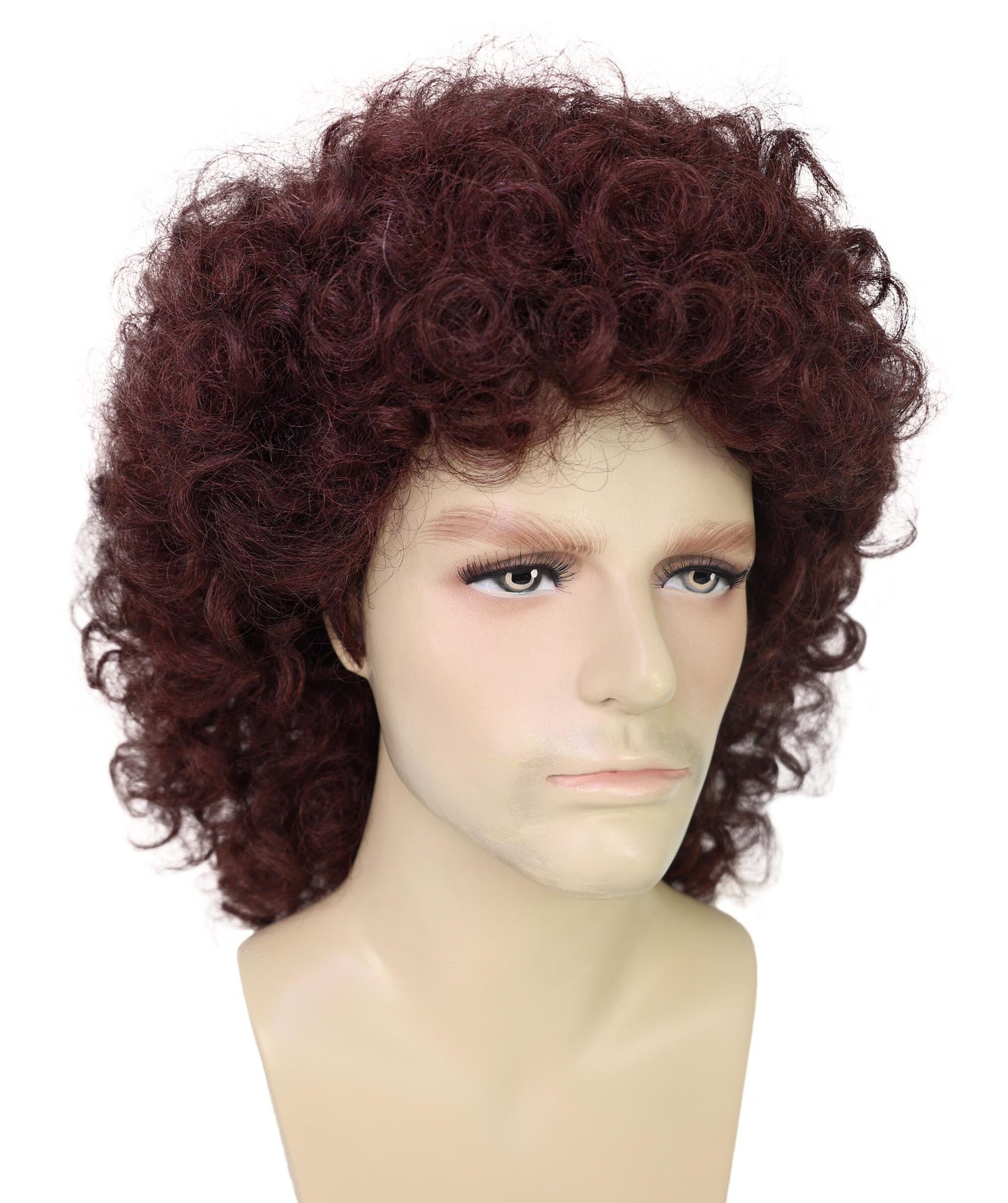 HPO Men’s May Queen Guitar Hero Dark Brown Afro Wig | Halloween and Cosplay Wig | Flame-retardant Synthetic Fiber