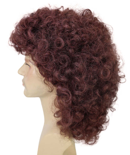 HPO Men’s May Queen Guitar Hero Dark Brown Afro Wig | Halloween and Cosplay Wig | Flame-retardant Synthetic Fiber