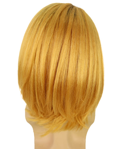 HPO  Men’s Pop Artist Shoulder-Length Black and Gold Straight KURT Wig | Halloween and Cosplay Wig | Flame-retardant Synthetic Fiber