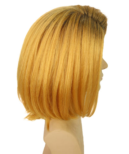 HPO  Men’s Pop Artist Shoulder-Length Black and Gold Straight KURT Wig | Halloween and Cosplay Wig | Flame-retardant Synthetic Fiber