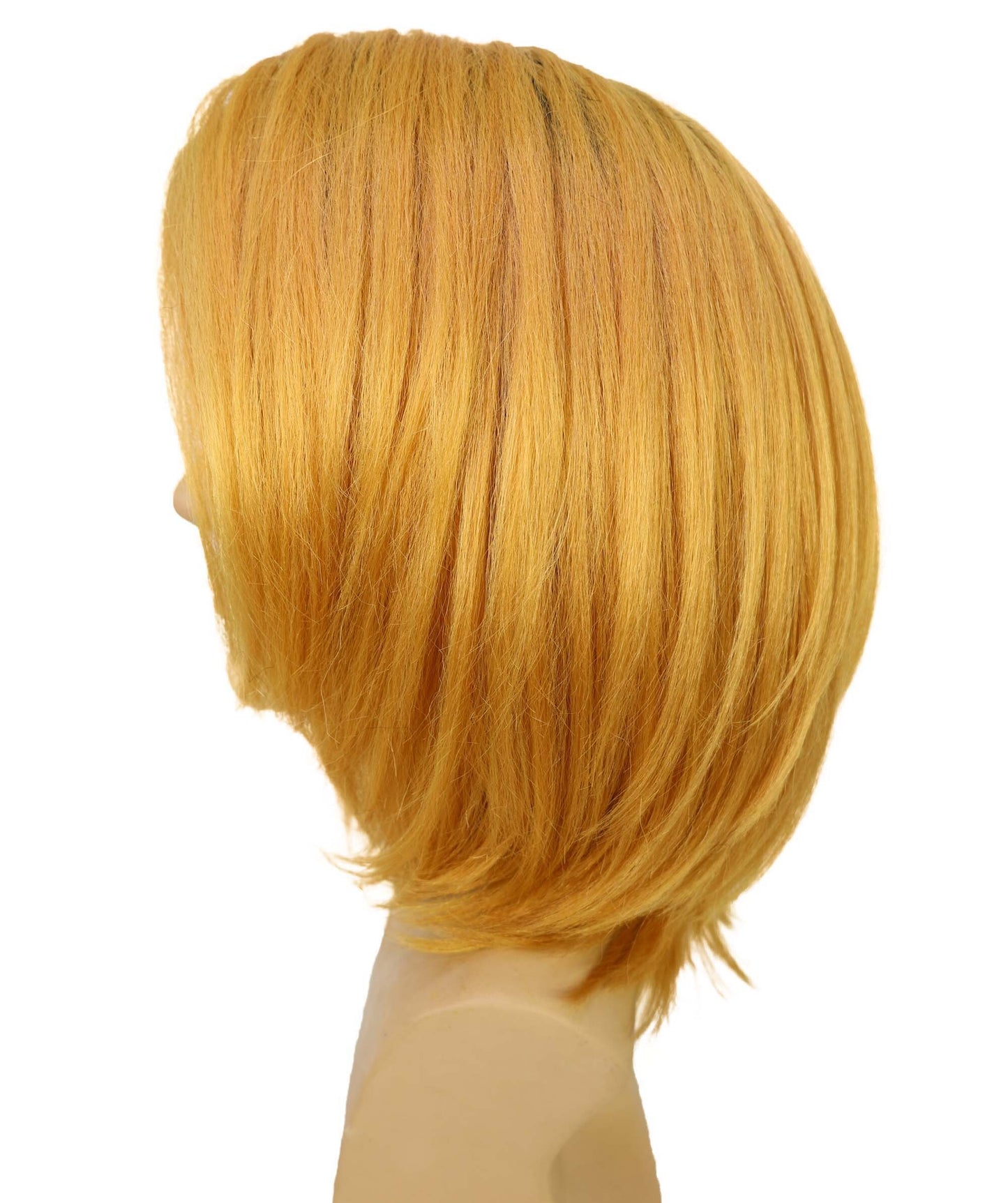 HPO  Men’s Pop Artist Shoulder-Length Black and Gold Straight KURT Wig | Halloween and Cosplay Wig | Flame-retardant Synthetic Fiber