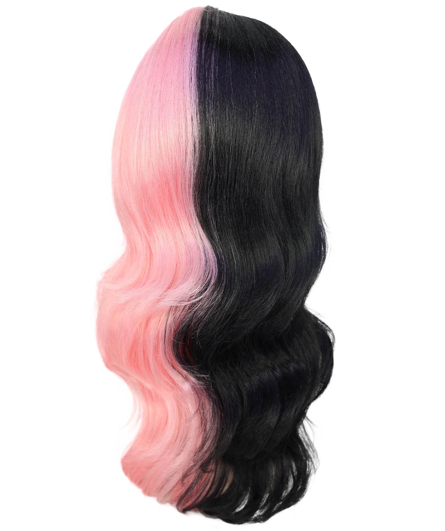 HPO Women's Black and Pink Wavy Gothic Wig  | Halloween and Cosplay Wig | Flame-retardant Synthetic Fiber