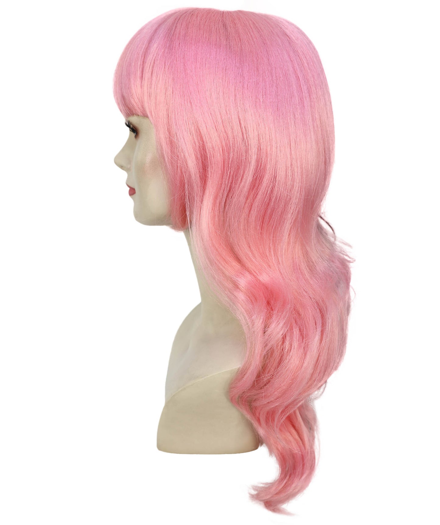 HPO Women's Black and Pink Wavy Gothic Wig  | Halloween and Cosplay Wig | Flame-retardant Synthetic Fiber