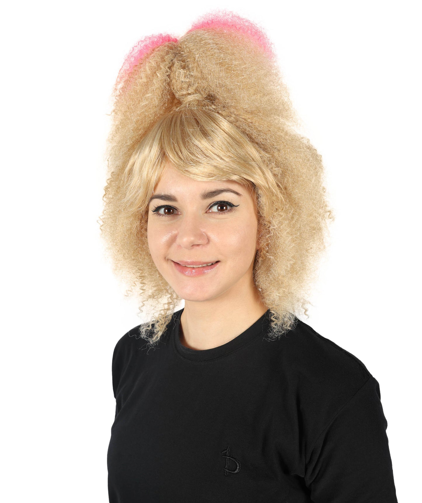 HPO Women Retro 80's Crimped High Ponytail Wig for Vintage Themed Parties and Cosplay, Flame-retardant Synthetic Fibe