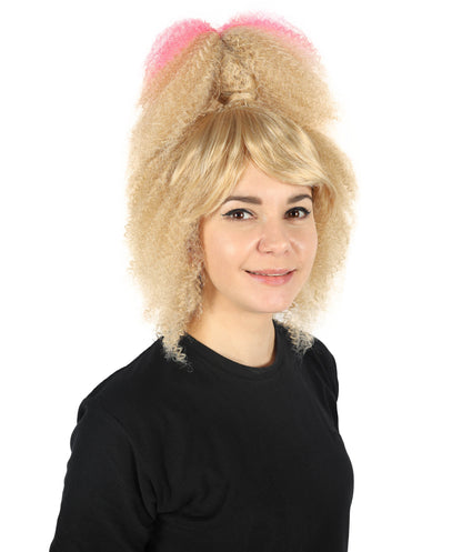 HPO Women Retro 80's Crimped High Ponytail Wig for Vintage Themed Parties and Cosplay, Flame-retardant Synthetic Fibe