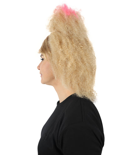 HPO Women Retro 80's Crimped High Ponytail Wig for Vintage Themed Parties and Cosplay, Flame-retardant Synthetic Fibe