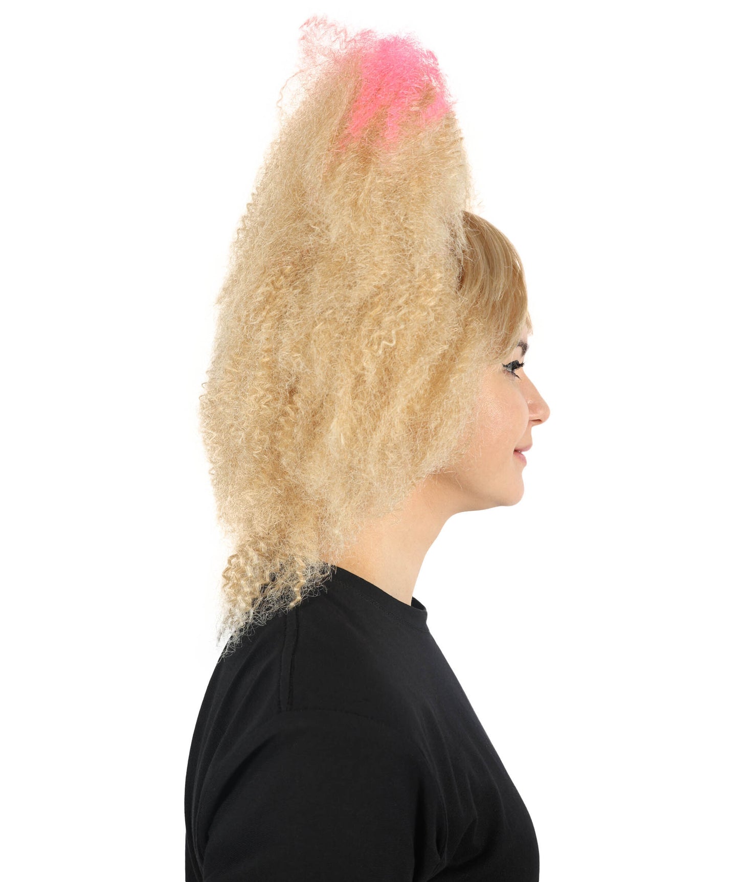 HPO Women Retro 80's Crimped High Ponytail Wig for Vintage Themed Parties and Cosplay, Flame-retardant Synthetic Fibe