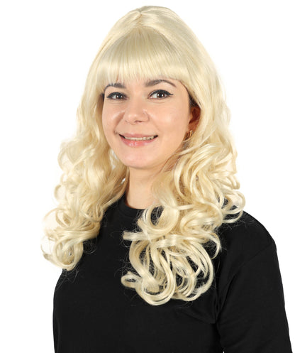 HPO Women Beehive Beauty Blonde Wavy Wig - Iconic Retro High Volume Hair for Themed Parties,Flame-retardant Synthetic Fiber