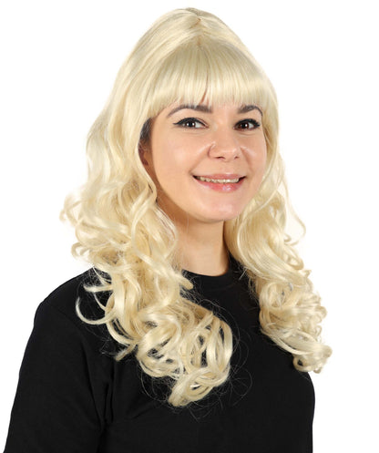 HPO Women Beehive Beauty Blonde Wavy Wig - Iconic Retro High Volume Hair for Themed Parties,Flame-retardant Synthetic Fiber