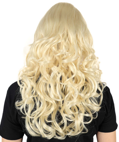 HPO Women Beehive Beauty Blonde Wavy Wig - Iconic Retro High Volume Hair for Themed Parties,Flame-retardant Synthetic Fiber