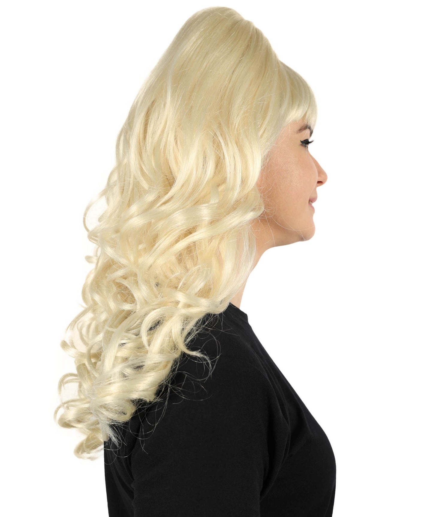 HPO Women Beehive Beauty Blonde Wavy Wig - Iconic Retro High Volume Hair for Themed Parties,Flame-retardant Synthetic Fiber