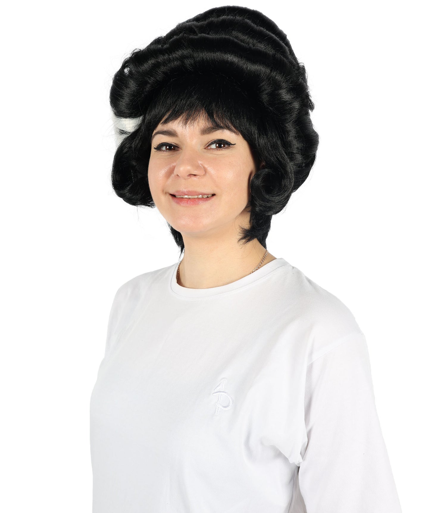 HPO Adult Women Pin Up Frankie Black and White Wig – Retro Rockabilly Chic for Vintage Inspired Looks, Flame-retardant Synthetic Fiber