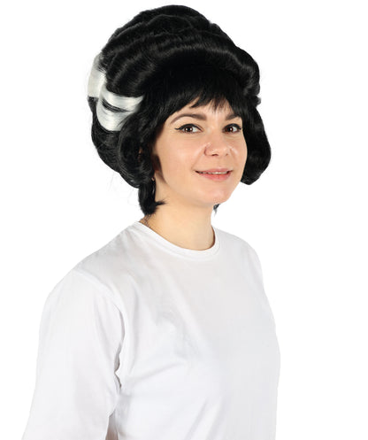 HPO Adult Women Pin Up Frankie Black and White Wig – Retro Rockabilly Chic for Vintage Inspired Looks, Flame-retardant Synthetic Fiber