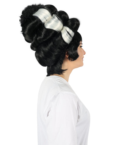 HPO Adult Women Pin Up Frankie Black and White Wig – Retro Rockabilly Chic for Vintage Inspired Looks, Flame-retardant Synthetic Fiber