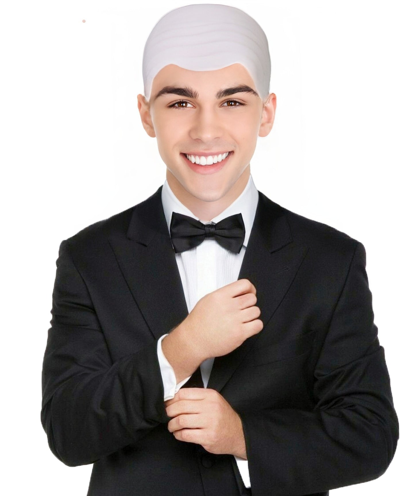 HPO Men's Mr Worldwide Instant Kit Superstar White Bald Cap |Not Included sunglasses | Cosplay Facial Hair |Perfect for Pop lovers