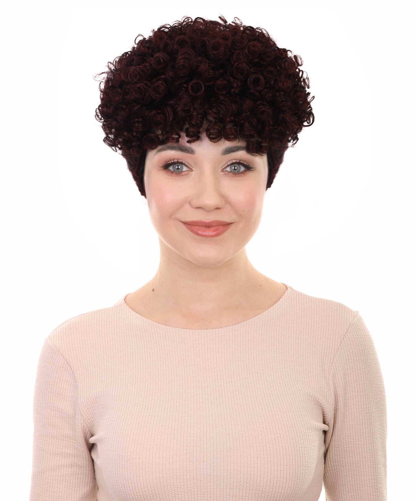 Women's Yours Zala Hand-Braided Wig Trendy Updo Wig with Double French Braids and Natural Curly Top | Runway Shades of Black and Dark Wine | Synthetic Fiber | Breathable Capless Fit
