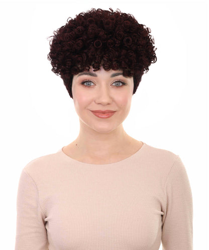Women's Yours Zala Hand-Braided Wig Trendy Updo Wig with Double French Braids and Natural Curly Top | Runway Shades of Black and Dark Wine | Synthetic Fiber | Breathable Capless Fit