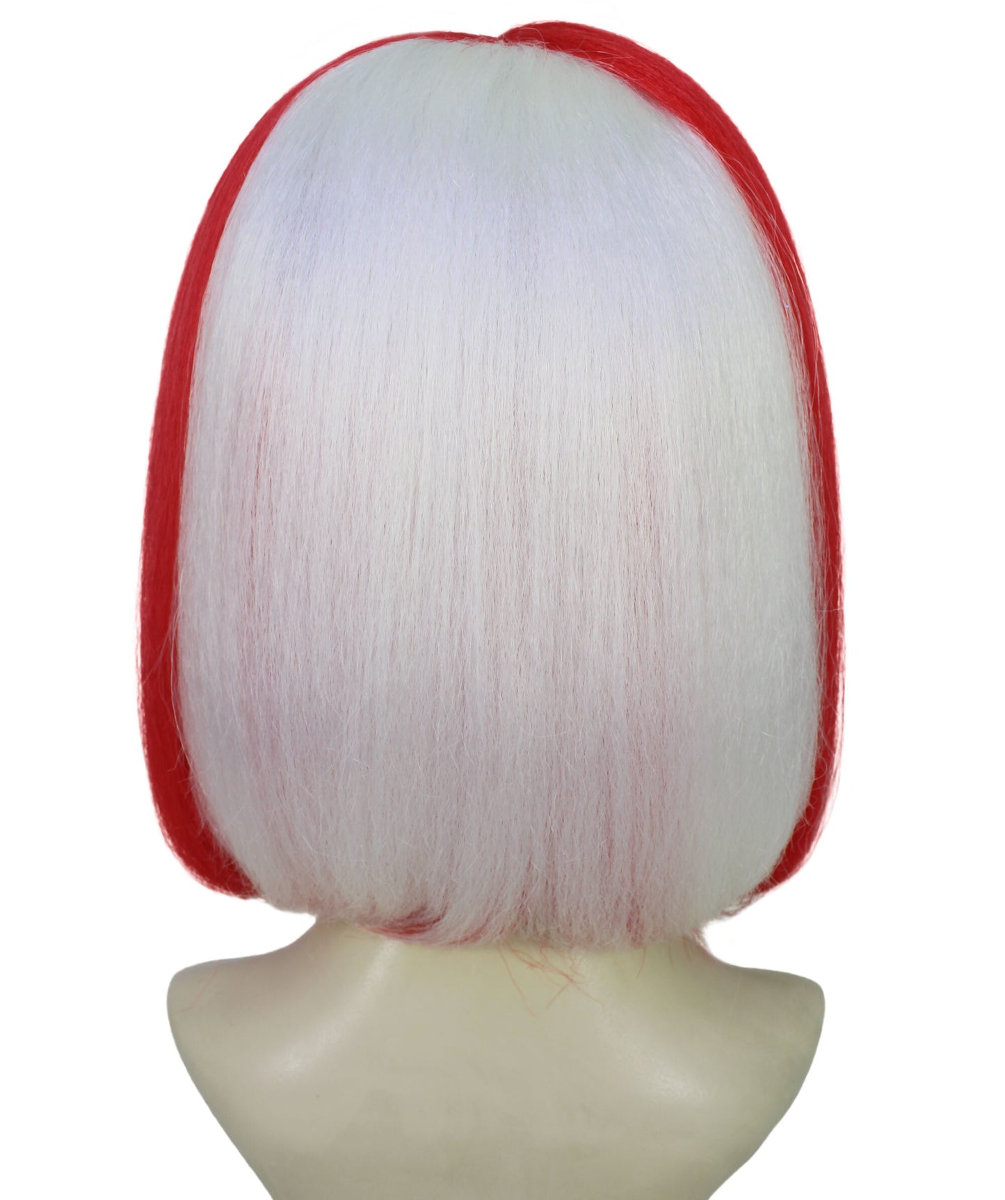 Women’s Sports Inspired Red & White Bob Wig | Football Rugby & Sports Accessory with Bangs | Ideal for Halloween | Breathable Capless Cap