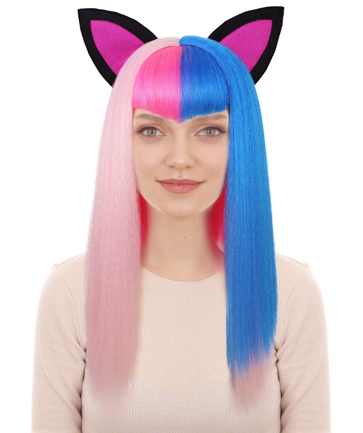 Teens Fictional Glamorous Pop Star Multiple Color Long Straight Wig| Halloween and Cosplay Wig | Flame-retardant Synthetic Fiber